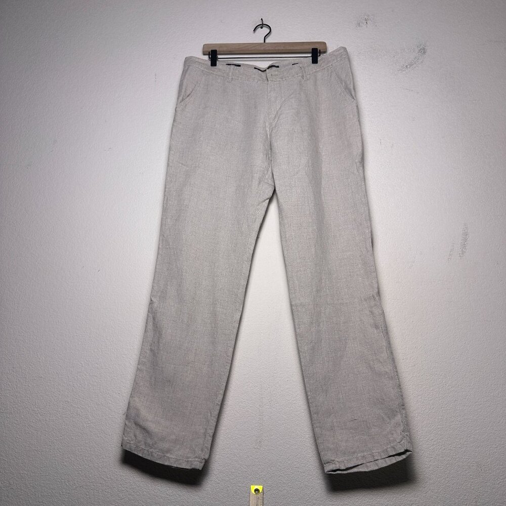 Alberto Lou J Chino Pant Men 36x32 Pure linen Beige Prep Floral Lining Straight